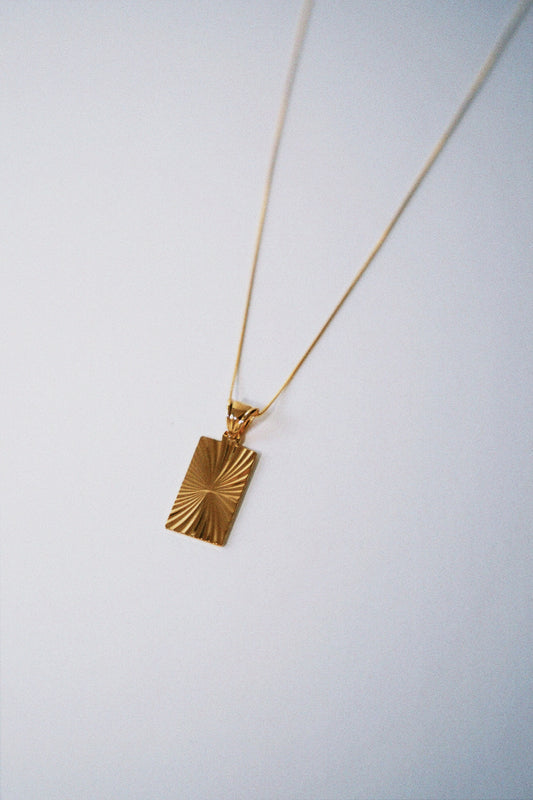 Dixie Jem C-shaped chunky 18k gold filled rectangle dainty necklace